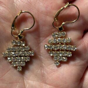 Sparkling Rhinestone Lever Back Drop Earrings